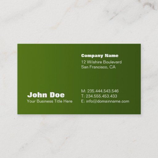 Customizable Green Gradient Custom Business Card Template
