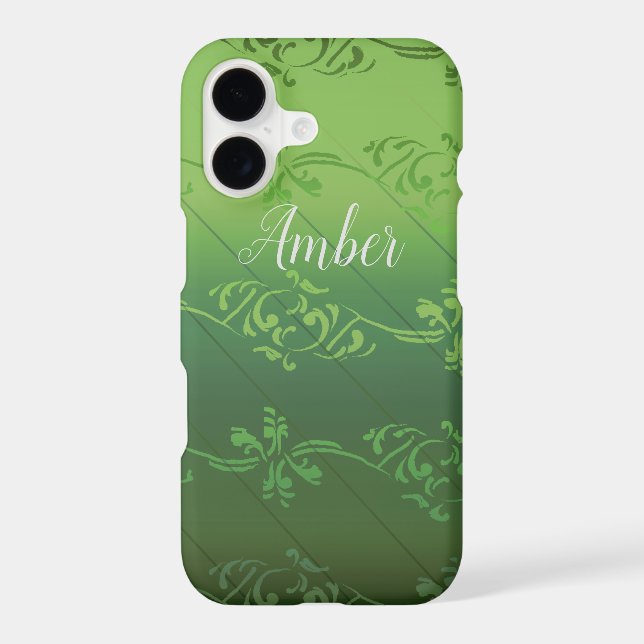 Green Gradient Leaf Pattern Personalized Case-Mate iPhone Case (Back)