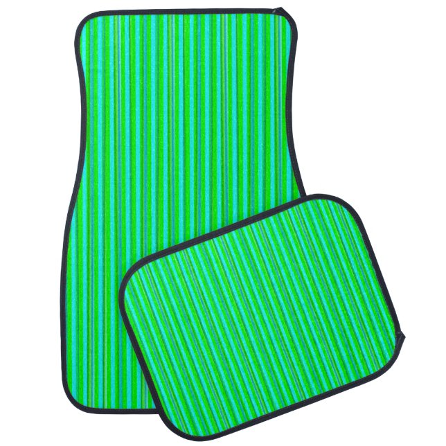 Green Gradient Lines Car Floor Mat (Set)