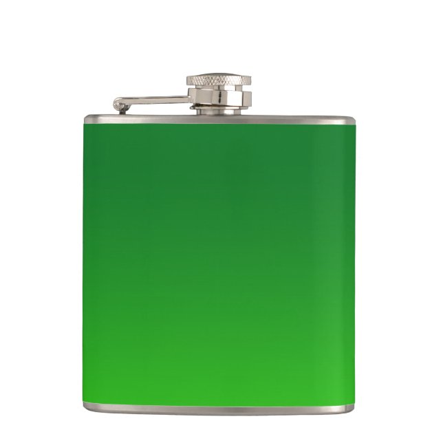 Green Gradient Ombre Vivid Modern Simple Flask (Front)