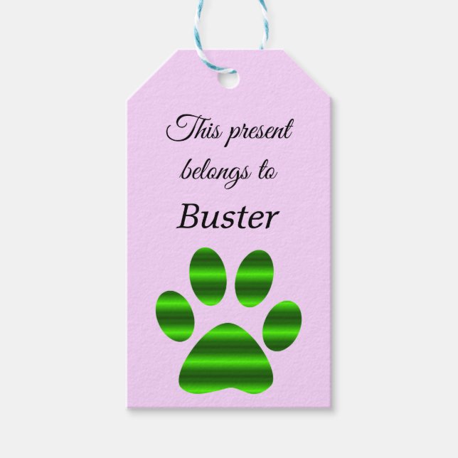 Green Gradient Paw Print Gift Tags (Front)