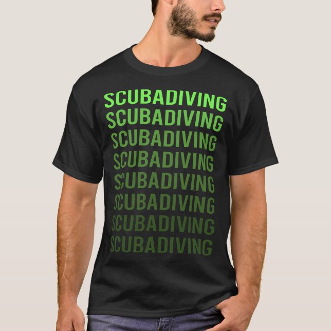 Green Gradient Scuba Diving Diver T-Shirt (Front)