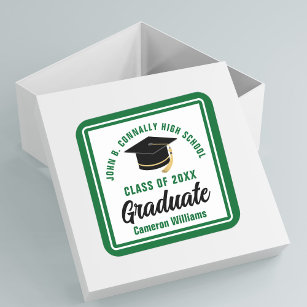 Green Graduate 2024 Personalized Graduation Party Square Sticker