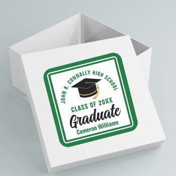 Green Graduate 2024 Personalized Graduation Party Square Sticker by epicdesigns at Zazzle
