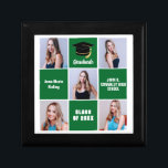 Green Graduate 5 Photo Collage Custom Graduation Gift Box<br><div class="desc">A classy custom senior graduate photo collage graduation gift box with classic green squares for a high school senior graduating with the class of 2024. Customize with your senior portrait pictures, school name and graduating for a great personalized graduation present. It features a 5 photograph template separated by white lines....</div>