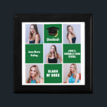 Green Graduate 5 Photo Collage Custom Graduation Gift Box<br><div class="desc">A classy custom senior graduate photo collage graduation gift box with classic green squares for a high school senior graduating with the class of 2024. Customize with your senior portrait pictures, school name and graduating for a great personalized graduation present. It features a 5 photograph template separated by white lines....</div>