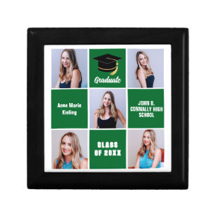 Green Graduate 5 Photo Collage Custom Graduation Gift Box