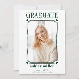 Green GRADUATE Class Of 2026 graduation photo Invitation