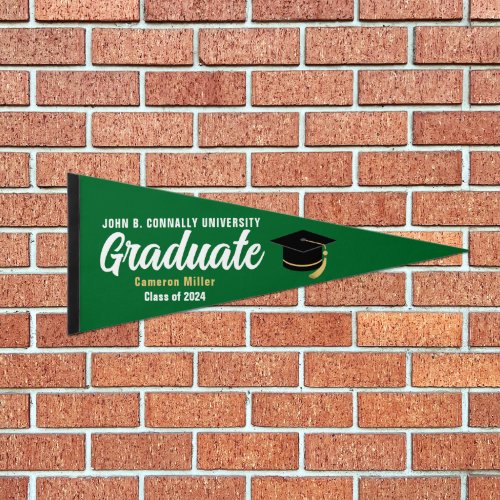 Green Graduate Custom Class of 2024 Graduation Pennant Flag