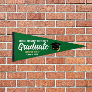 Green Graduate Custom Graduation Keepsake Pennant Flag