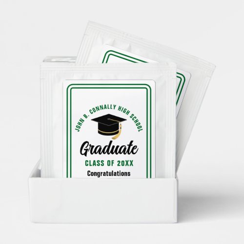 Green Graduate Custom Graduation Party Tea Bag Drink Mix