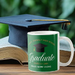 Green Graduate Customized Graduation Coffee Mug<br><div class="desc">This cute green custom senior graduation mug features chic white and gold typography under a high school or college name for the class of 2026. Customize with your graduating year under the lovely calligraphy for a great personalized graduate gift.</div>