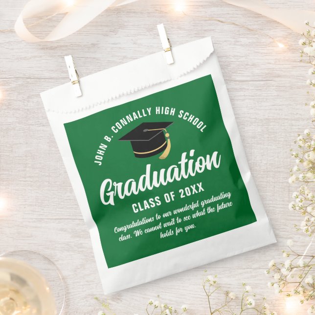 Green Graduate Modern Custom Graduation Party Favor Bag (Clipped)