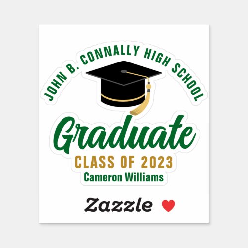 Green Graduate Personalized 2023 Graduation Cap Sticker