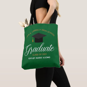 Green Graduate Personalized 2024 Graduation Gift Tote Bag