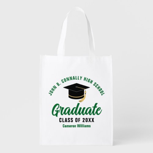 Green Graduate Personalized 2024 Graduation Grocery Bag