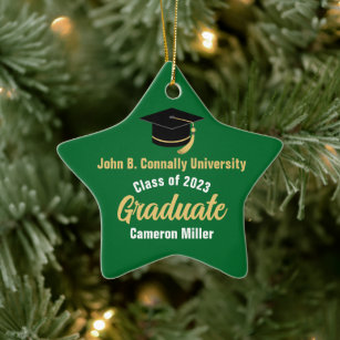 Green Graduate Personalized 2024 Graduation Star Ceramic Ornament