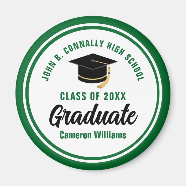 Green Graduate Personalized Graduation Keepsake Magnet (Front)