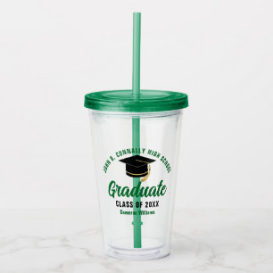 Green Graduate Personalized Graduation Party Acrylic Tumbler