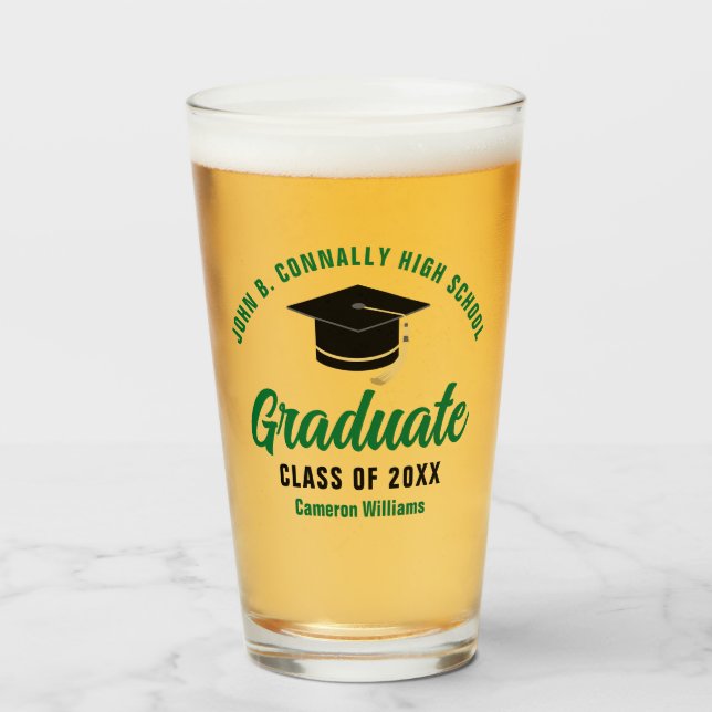 Green Graduate Personalized Graduation Party Glass (Front Filled)