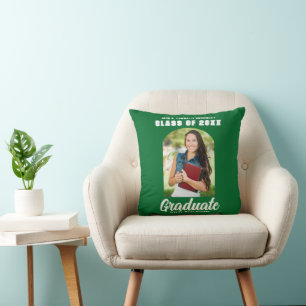 Green Graduate Photo Arch Modern 2026 Graduation Throw Pillow