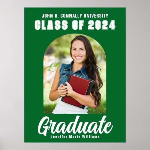 Green Graduate Photo Arch Modern Graduation Party Poster