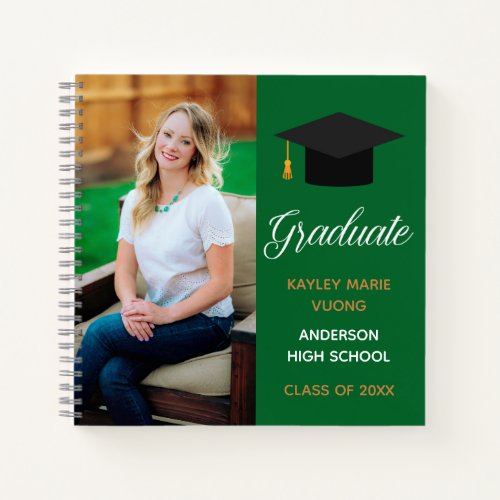 Green Graduate Photo Autograph Graduation Guest Notebook
