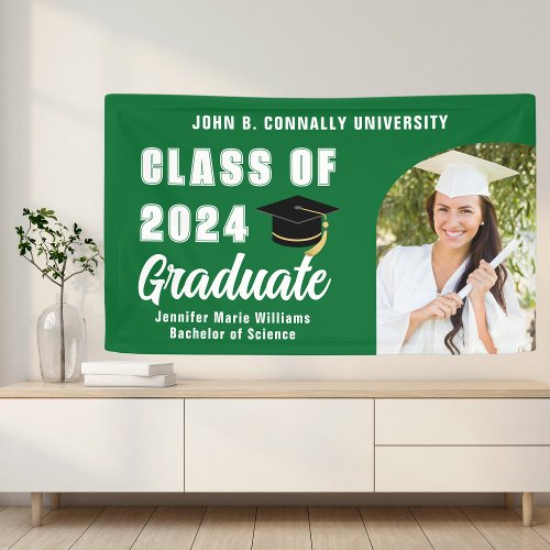 Green Graduate Photo Bold 2024 Graduation Party Banner