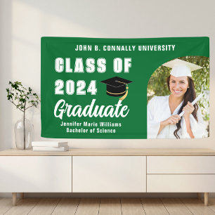 Green Graduate Photo Bold 2026 Graduation Party Banner