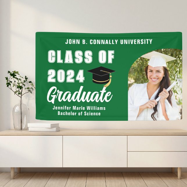 Green Graduate Photo Bold 2026 Graduation Party Banner (Creator Uploaded)