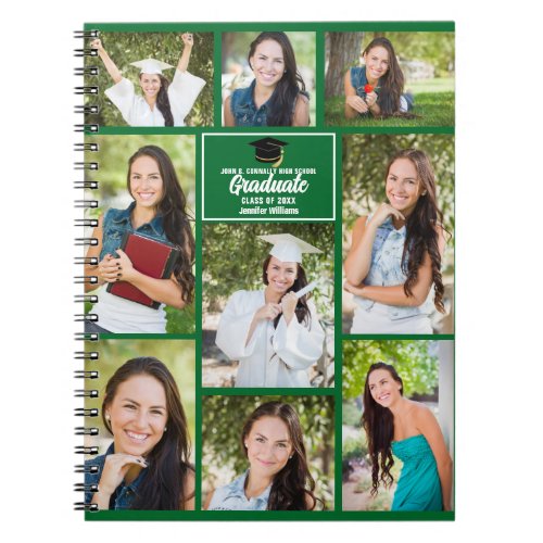 Green Graduate Photo Collage 2024 Graduation Gift Notebook