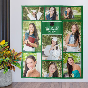 Green Graduate Photo Collage 2025 Graduation Party Tapestry