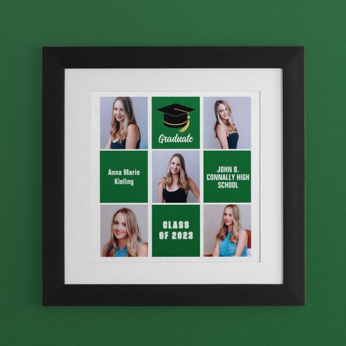 Green Graduate Photo Collage Custom Graduation Poster