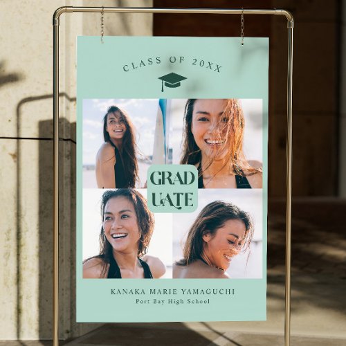 Green Graduate Photo Collage Grad Party Sign
