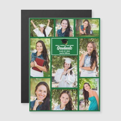 Green Graduate Photo Collage Graduation Magnet