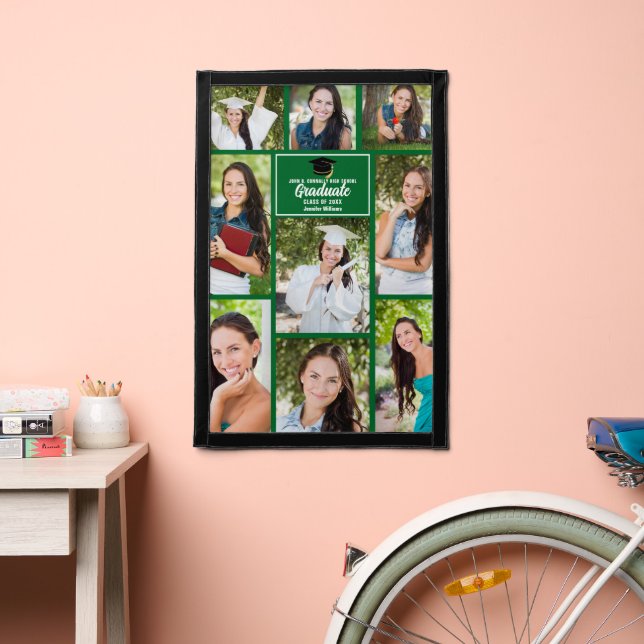 Green Graduate Photo Collage Modern Graduation Pennant (Insitu 2)