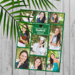 Green Graduate Photo Collage Modern Graduation Postcard<br><div class="desc">This modern green senior graduate photo collage postcard features your favorite 9 student photographs. This beautiful graduation announcement postcard features classy white typography of your high school or college name for the class of 2025. Customize these postcards with your graduating year below the black grad cap. It features 2 horizontal...</div>