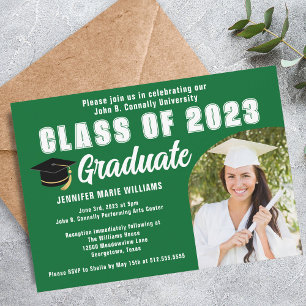 Green Graduate Photo Custom Graduation Party Invitation