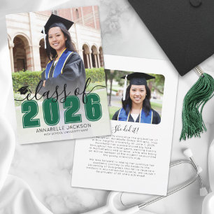 Green Graduate Photo Graduation Announcement