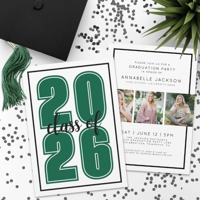 Green Graduate Photo Graduation Invitation (Simple Green Graduate Photo Graduation Invitation)