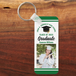 Green Graduate Photo Personalized 2023 Graduation Keychain