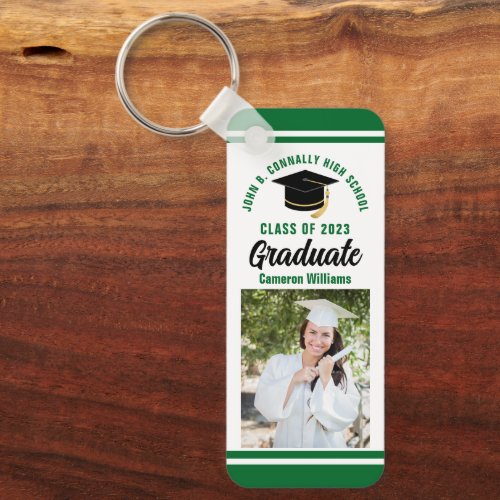 Green Graduate Photo Personalized 2024 Graduation Keychain