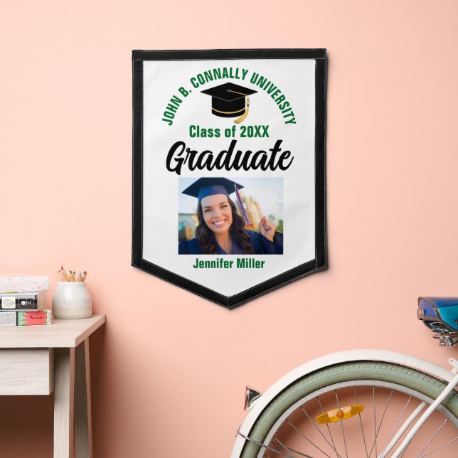 Green Graduate Photo Personalized Graduation Pennant (Insitu 2)