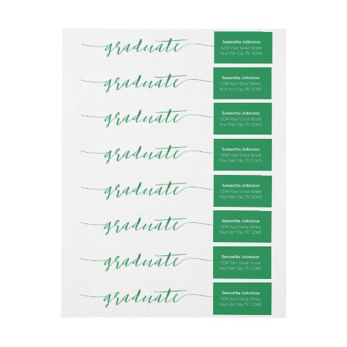 Green Graduate Script Modern Wrap Around Label