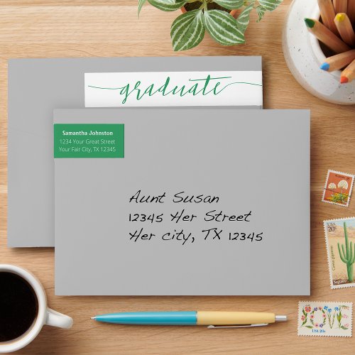 Green Graduate Script Modern Wrap Around Label