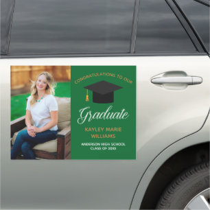Green Graduate Senior Photo Graduation Custom 2026 Car Magnet
