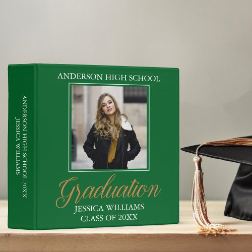 Green Graduation 2024 Classic Graduate Photo Album 3 Ring Binder