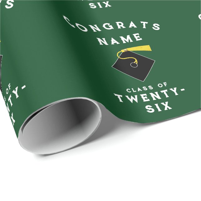 Green Graduation 2026 Gift Wrapping Paper (Roll Corner)