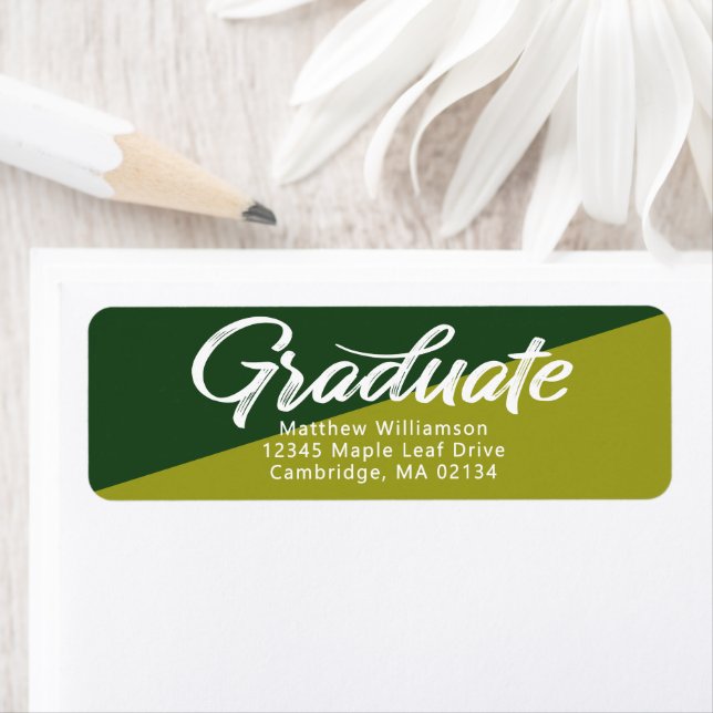 Green Graduation Bold Script Simple Modern Address Label (Insitu)