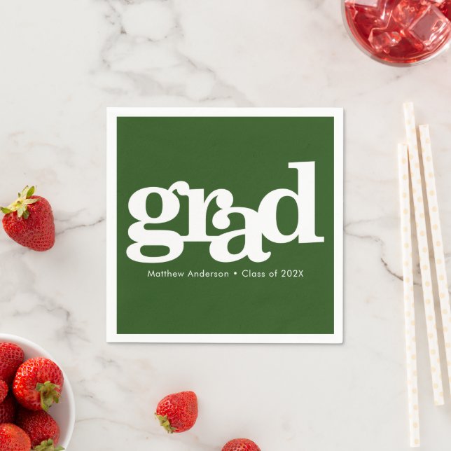 Green graduation bold typography simple modern napkins (Insitu)